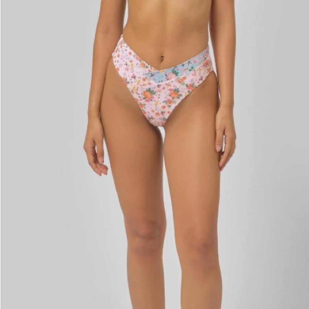 NWT Blackbough Valentina High Waist Floral Bikini Bottoms Size XL Pink